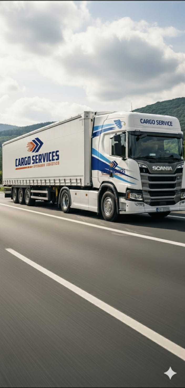 Caminhão da Cargo Services em operação rodoviária.