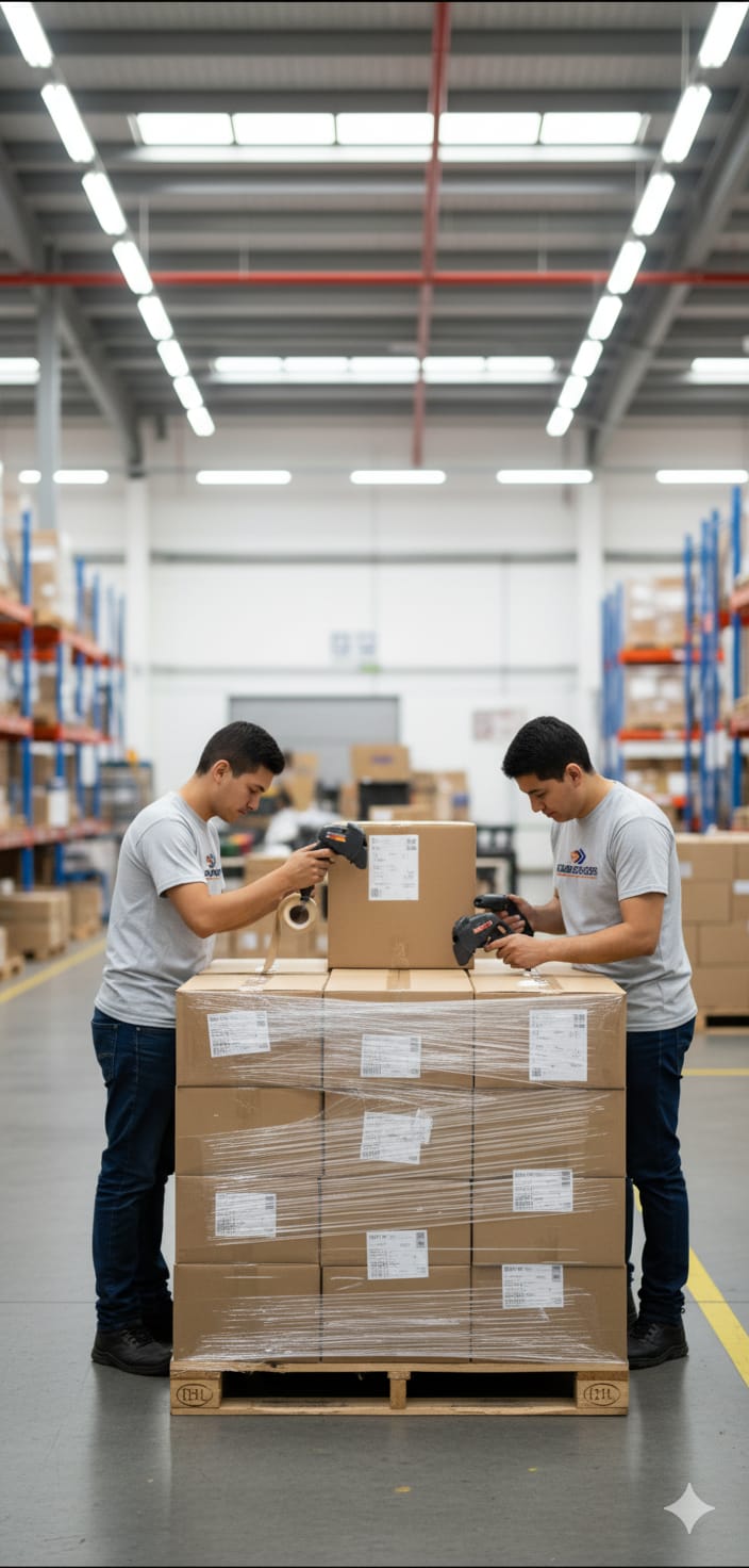 Equipe da Cargo Services realizando preparação operacional e separação de carga para expedição.
